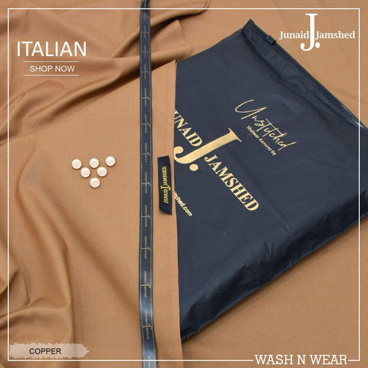 J. Italian Wash & Wear Unstitched Suits for Men Camel Brown