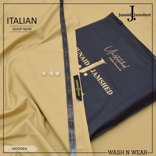 J. Italian Wash & Wear Unstitched Suits Men - Mustard