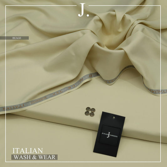 J. Italian Wash &Wear Unstitched Suits Men - Pale Yellow