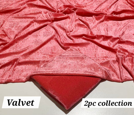 KOREAN VELVET  2-PCs (Baby Pink)